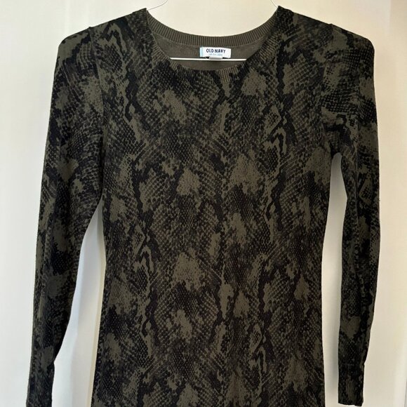 Old Navy Sweater Dress Snake Python Print Long Sleeve XS - Picture 2 of 5